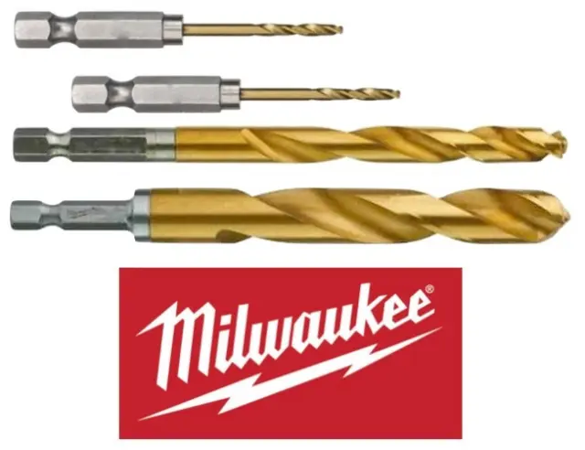Τρυπάνι Αέρος Τιτανίου 1/4" Φ2.5mm MILWAUKEE HSS-G TIN RED HEX Σετ 2Τμχ 2
