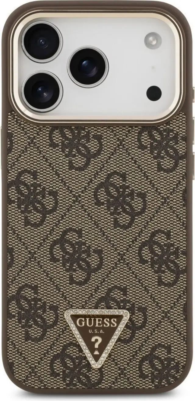 Guess PU Fixed Glitter 4G Metal Logo Case for iPhone 17 Pro Black 2