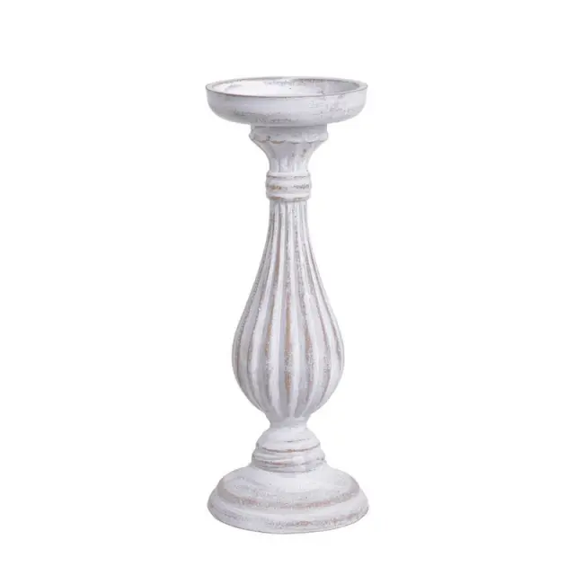 Κηροπήγιο κεραμικό, vintage white, 11xΥ27cm