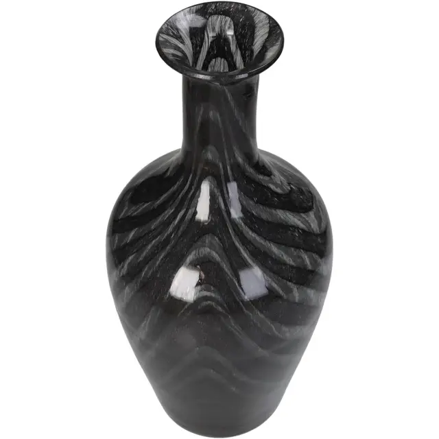 Βάζο Μαύρο Γυαλί 17x17x36cm 3