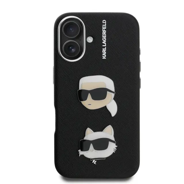 Karl Lagerfeld Grained PU K&CH Heads Case for iPhone 16 Black 3