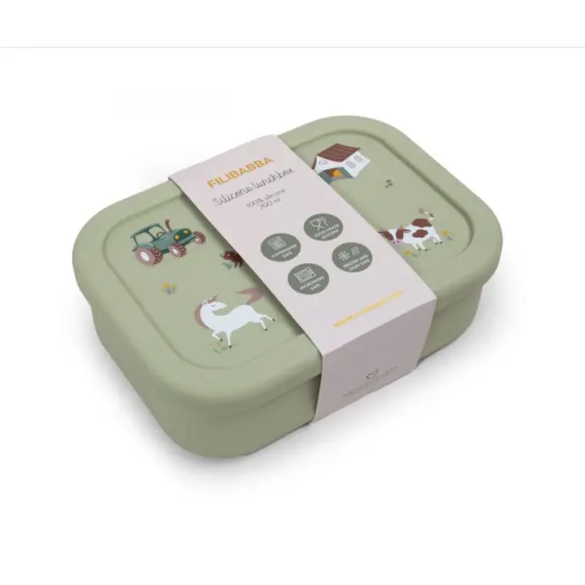 Δοχείο Φαγητού Σιλικόνης Με Χωρίσματα Filibabba Bog Green 700ml 3