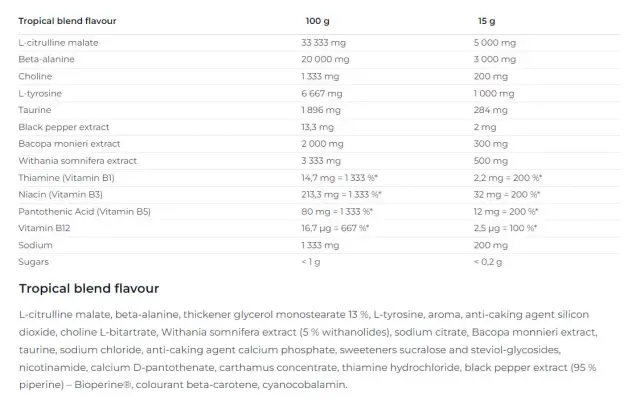 Nutrend Pump Preworkout Tropical Blend, 225 g 2