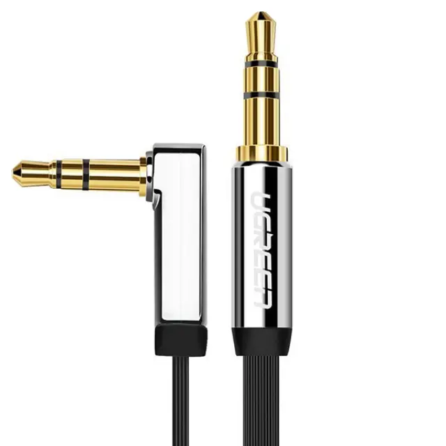 Ugreen 3.5mm Jack Male to Male Angled Flat Cable AV119 Black 2m (10599)