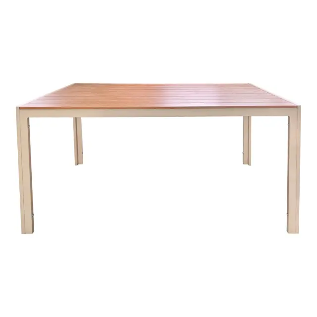 Τραπέζι Nares pakoworld σαμπανί αλουμίνιο plywood σε φυσική απόχρωση 180x90x72.5εκ 2