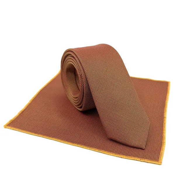 Σκουριά Rust Ιριδίζουσα Γραβάτα Oxford 6,5 cm με Ασορτί Μαντήλι 3