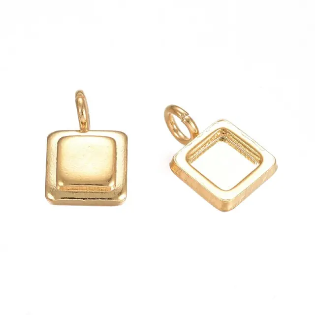 Κρεμαστό Καστόνι 9x6x2mm (Καστόνι 4x4mm) Ανοξείδωτο Ατσάλι 304 Golden - 10τεμ
