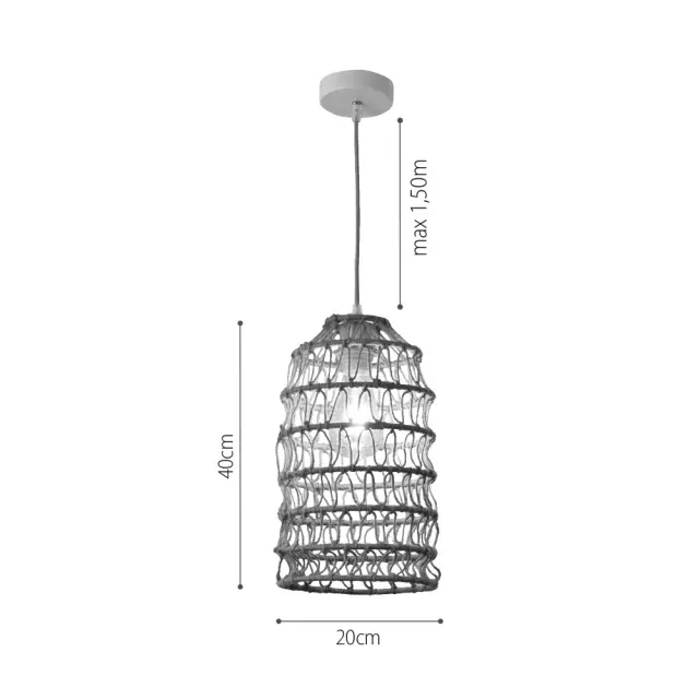 InLight Κρεμαστό Φωτιστικό από σχοινί 1xE27 D:20cm (4048-C) 3