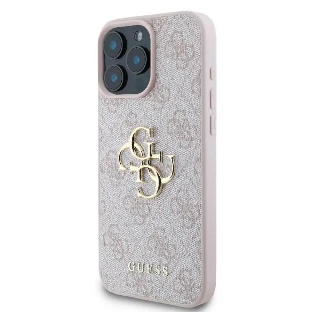 Guess PU 4G Metal Logo Case for iPhone 16 Pro Pink 3