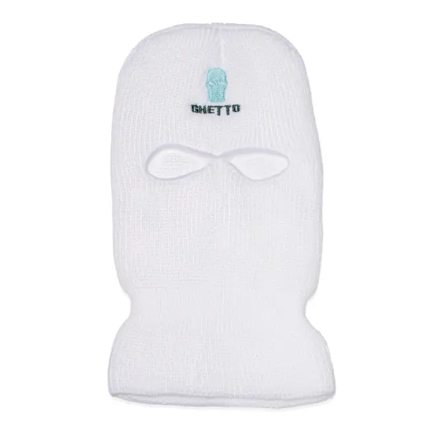 Ghetto White Full Face Ski Mask | Embroidered Logo Unisex 3