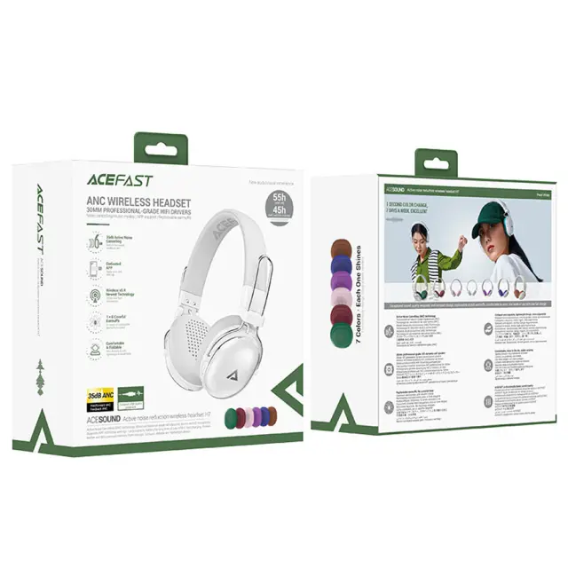 Wireless Ακουστικά Stereo Acefast H7 500mAh v5.4 ANC IP54 Λευκά 2