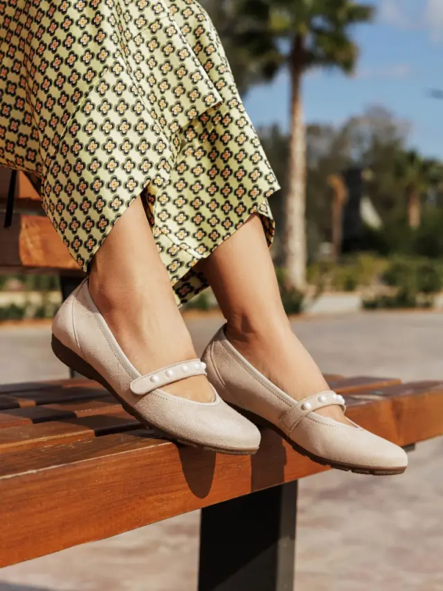 Gabor Μπαλαρίνες Γυναικείο δέρμα Nubuck Μπεζ GAB/64161 12-OAK 2