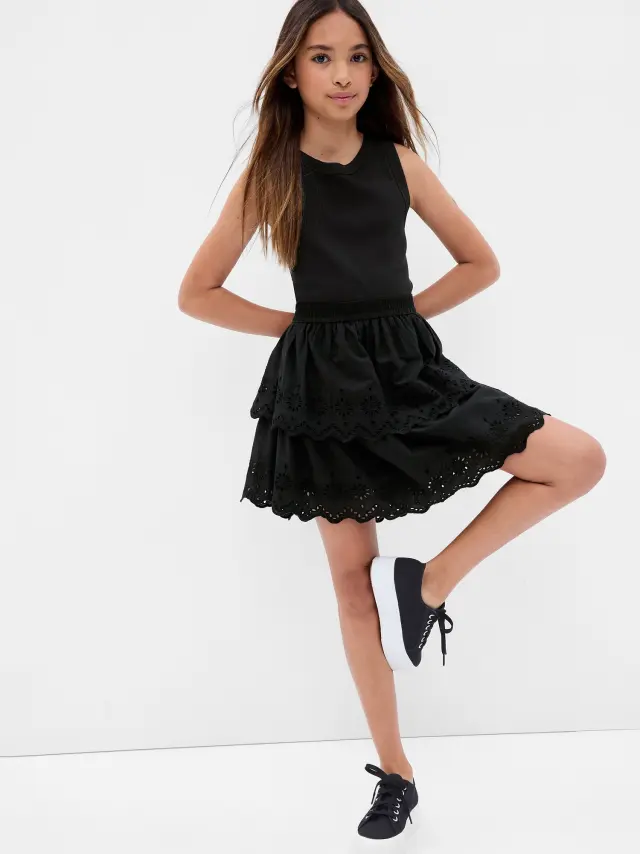 Multi Παιδικό Eyelet Tiered Φόρεμα black - XS