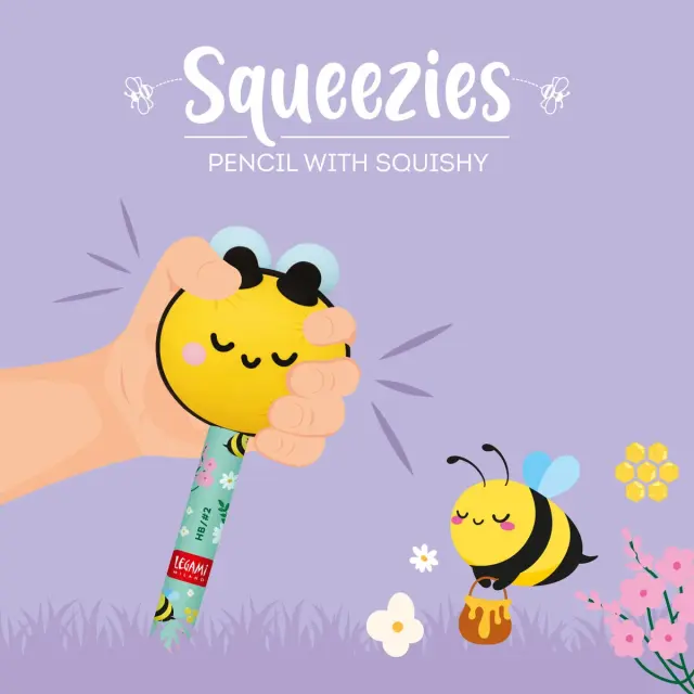 Legami Μολύβι anti-stress / Pencil with Squishy topper: Squeezies (3 σχέδια) Bee 2