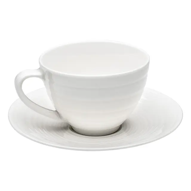 Beauty Home Φλυτζάνι πορσελάνης με πιατάκι Sensations Art 7704 250ml Λευκό 2
