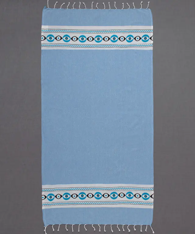 Pestemal με πετσέτα nkp707 (90cm x 180cm) σιέλ - -
