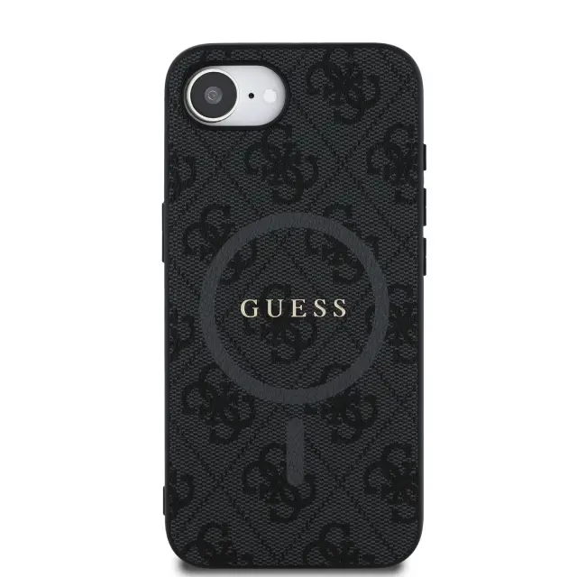 Guess PU Leather 4G Colored Ring MagSafe Case for iPhone 16e/17e Black 3