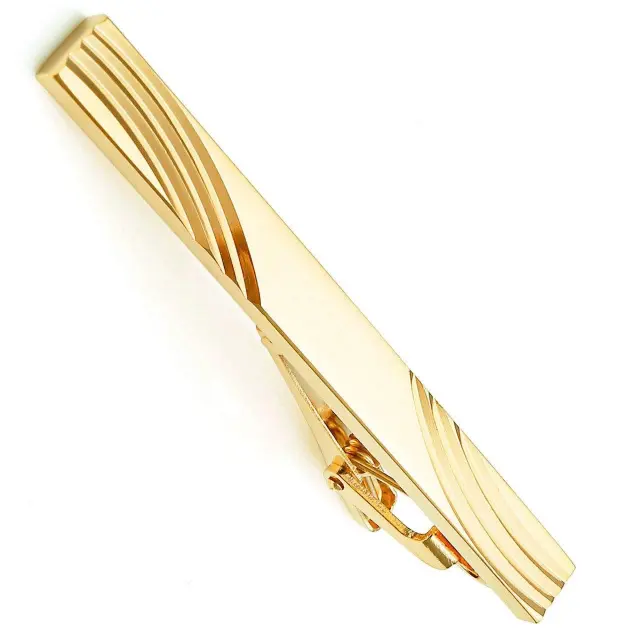 Χρυσαφί Ασημί Κλιπ Γραβάτας 6 cm 2