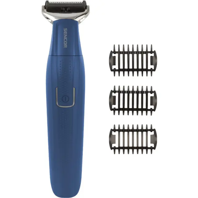 Επαναφορτιζόμενο Trimmer Sencor SHP 0450BK 500mAh με 3 Κεφαλές Διαφορετικού Μήκους Αθόρυβο Μοτέρ με Λεπίδες απο Ανοξείδωτο Ατσάλι Μπλε