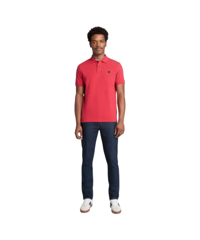 Timberland - Ανδρικό T-shirt Polo με Λογότυπο TB0A6VDP-N96 Κόκκινο - M 3