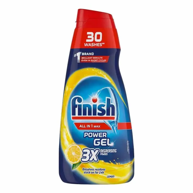 Finish All in One Power Gel Λεμόνι Πλυντηρίου Πιάτων 600ml 30 Μεζούρες