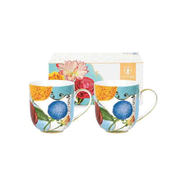 Pip Studio Σετ 2 Πορσελάνινες Κούπες 300ml / Set 2 Mugs in Deluxe Gift Box: Royal Flowers