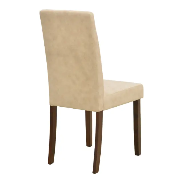 Καρέκλα Zeben pakoworld εκρού ύφασμα με καρυδί rubberwood 43,5x55,5x93,5εκ | Συσκευασία 2 τμχ 3