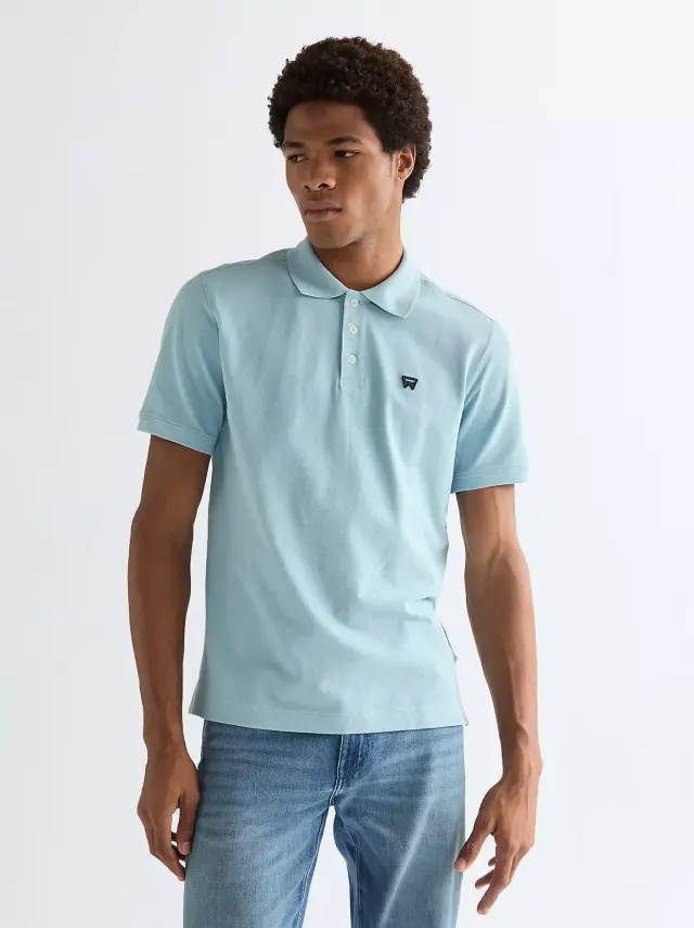 Wrangler Ανδρικό Pique Polo Shirt 112378001 – Light Cyan - S