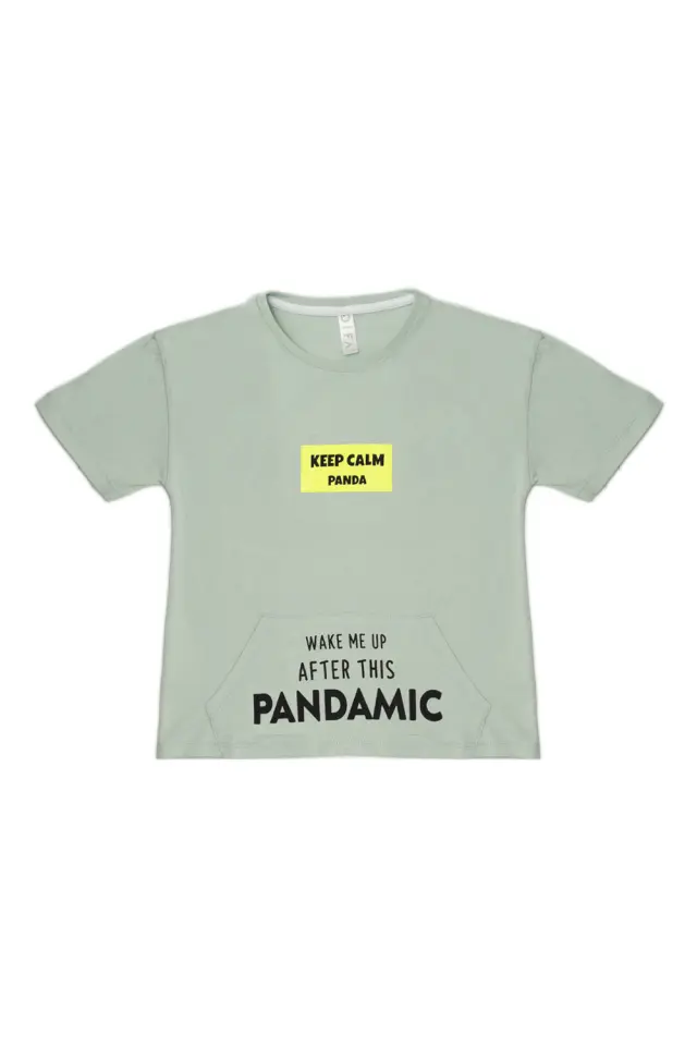 T-Shirt Kid Keep Calm Panda Φιστικί