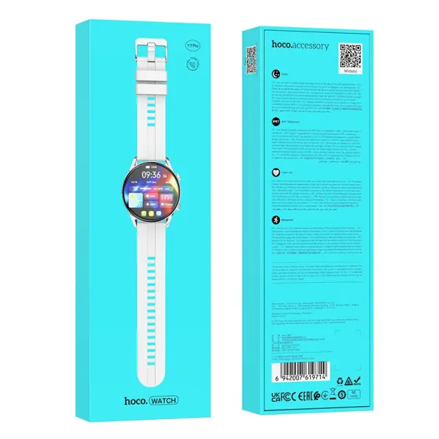 Smartwatch Hoco Y7 Pro IP67 με Δυνατότητα Κλήσεων Silicon Band Ασημί 2