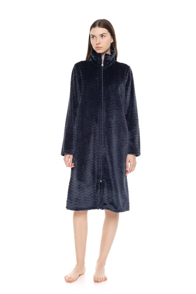 W1676 - Yacht Blue - ROBE ZIPPER FLEECE AUTUMN