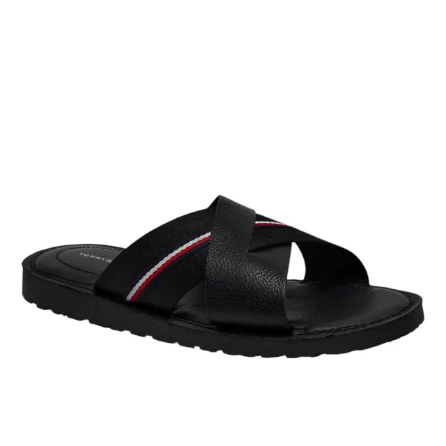 Ανδρικές Δερμάτινες Παντόφλες Tommy Hilfiger FM0FM05783-BDS Μαύρες Μαύρο - 41 2