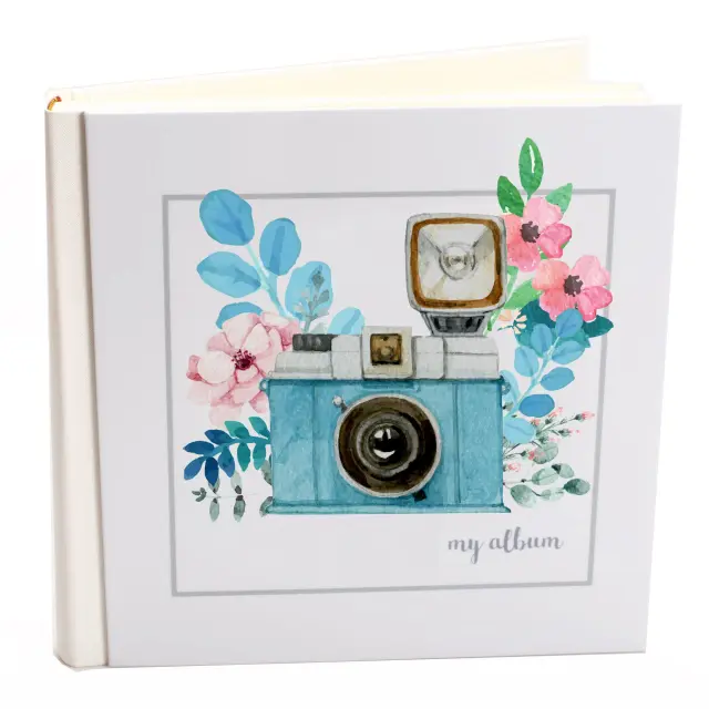 Άλμπουμ my album camera vintage γαλάζια ριζόχαρτο 35x35cm και κουτί άλμπουμ