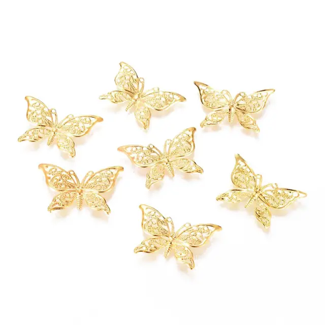 Μεταλλικό Διακοσμητικό Etched Butterfly 26x39x1mm - Light Gold - 20τεμ