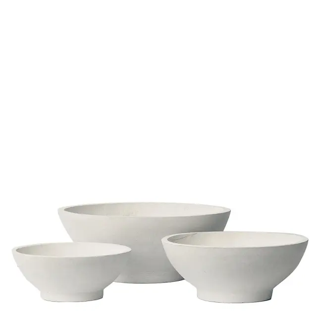 Γλάστρα Ανοιχτό Λευκό Τσιμέντο Φ45x18cm/Φ55x22cm/Φ74x30cm Σετ 3Τμχ
