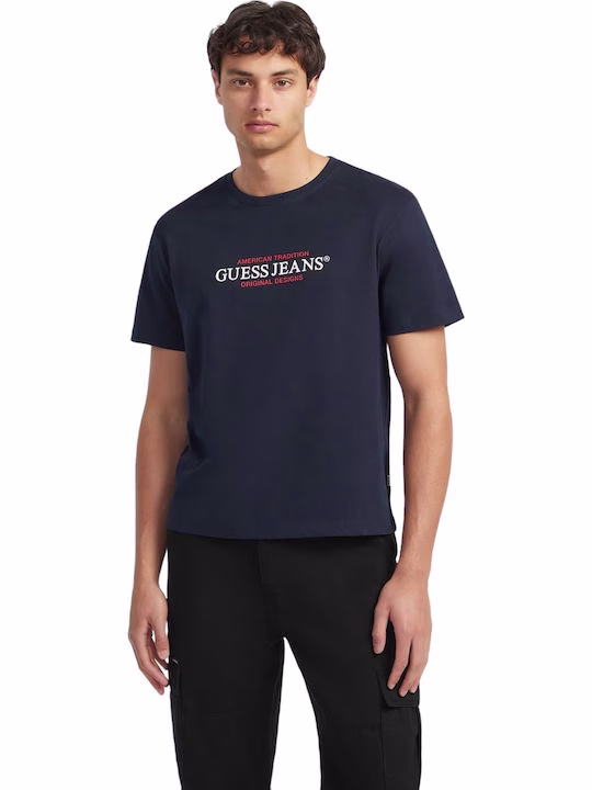 Guess T-shirt Mπλέ Σκούρο Μπλε Σκούρο