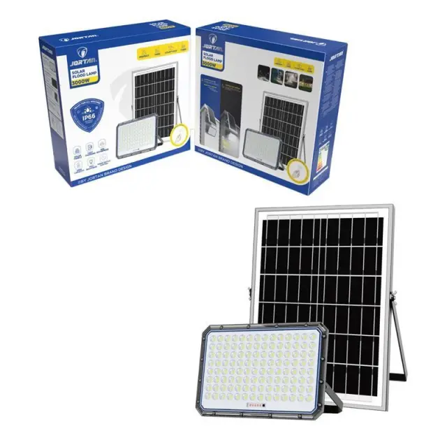 Jortan Ηλιακός Προβολέας Με Τηλεχειριστήριο LED 3000W IP66- Solar Flood Lamp 0274019