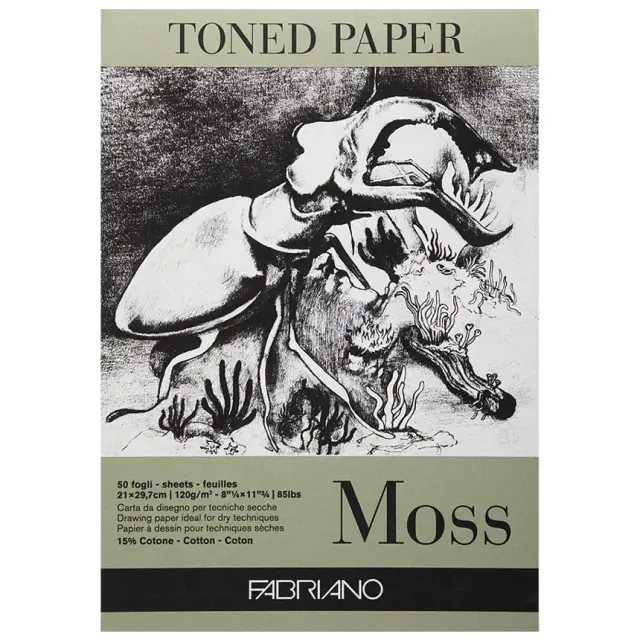 Μπλοκ Fabriano Toned Paper Moss για Ζωγραφική 120g/m² - A4 21x29.7cm - 50 Φύλλα