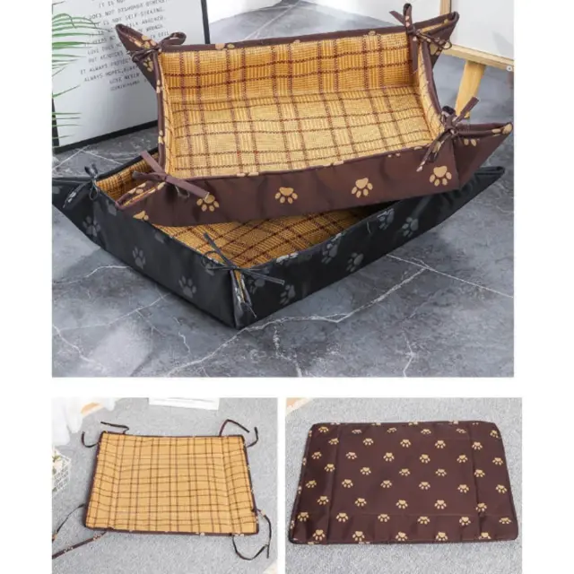 Καλοκαιρινό Κρεβάτι Κατοικίδιου από Rattan Μαύρο - 75 x 60cm 3