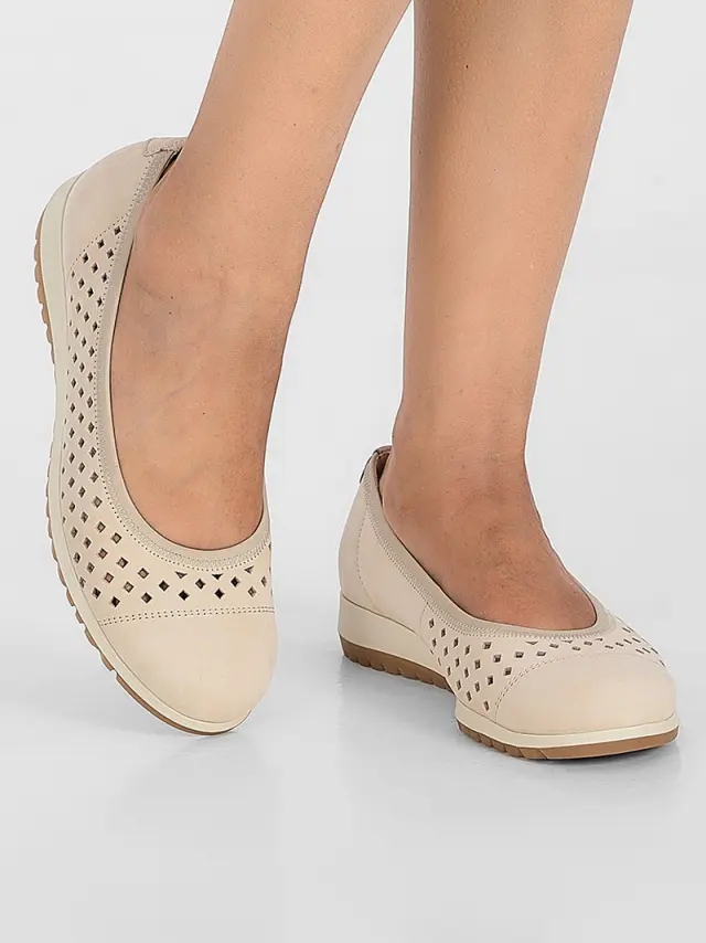 Gabor Μπαλαρίνες Γυναικείο δέρμα Nubuck Μπεζ GAB/42401 31-PUDER 2