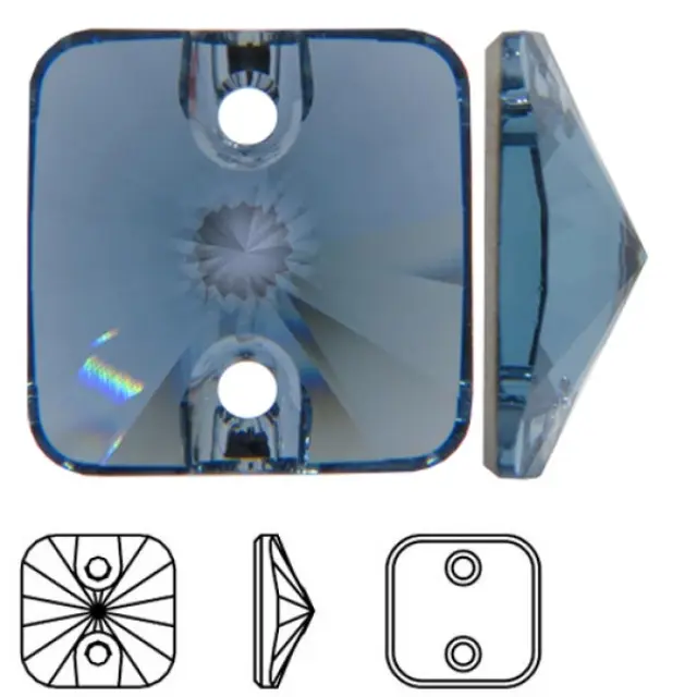Swarovski 3201 Rivoli Square Sew-On Denim Blue 12mm - 2τεμ