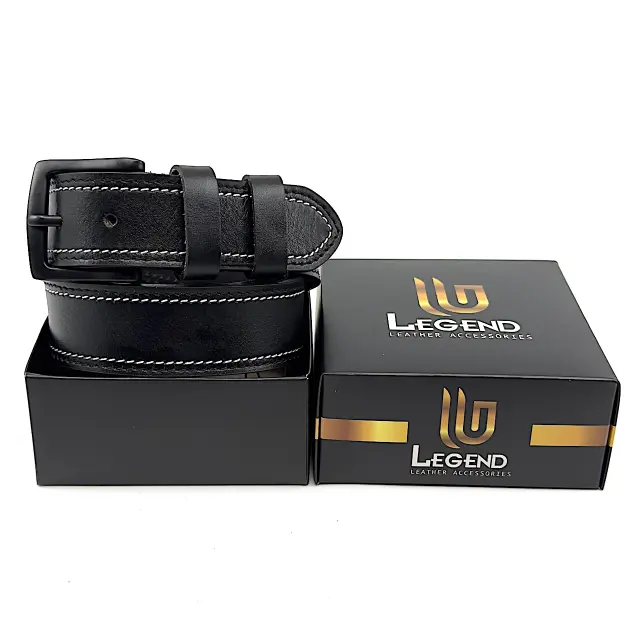 Μαύρη Δερμάτινη Ζώνη Full Grain 4 cm 2