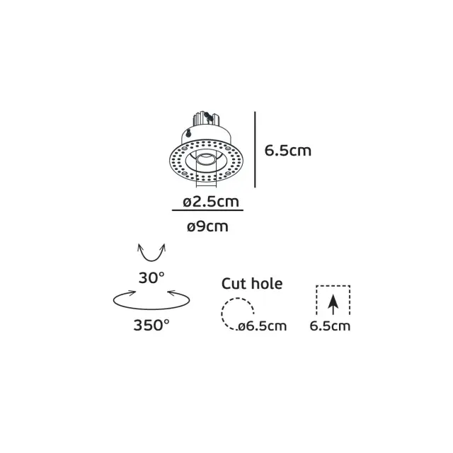 Eye 04447/WB/W Χωνευτό κινητό φωτιστικό οροφής led trimless 5W 3000K ø9cm λευκό+μαύρο Άσπρο/Μαύρο 2