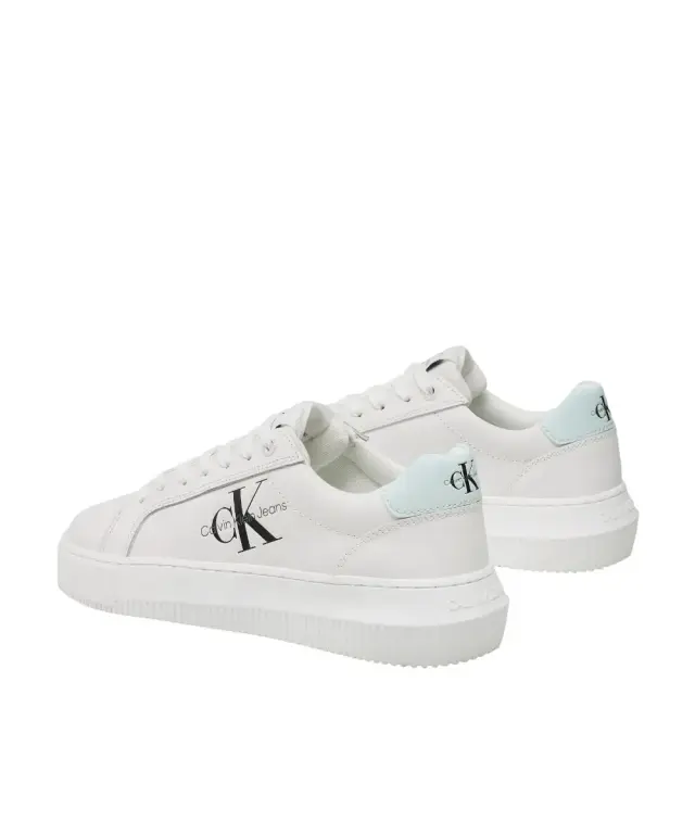 Calvin Klein - Γυναικεία Δερμάτινα Sneakers Chunky Cupsole Mono Wn YW0YW00823-0LF Λευκό 3