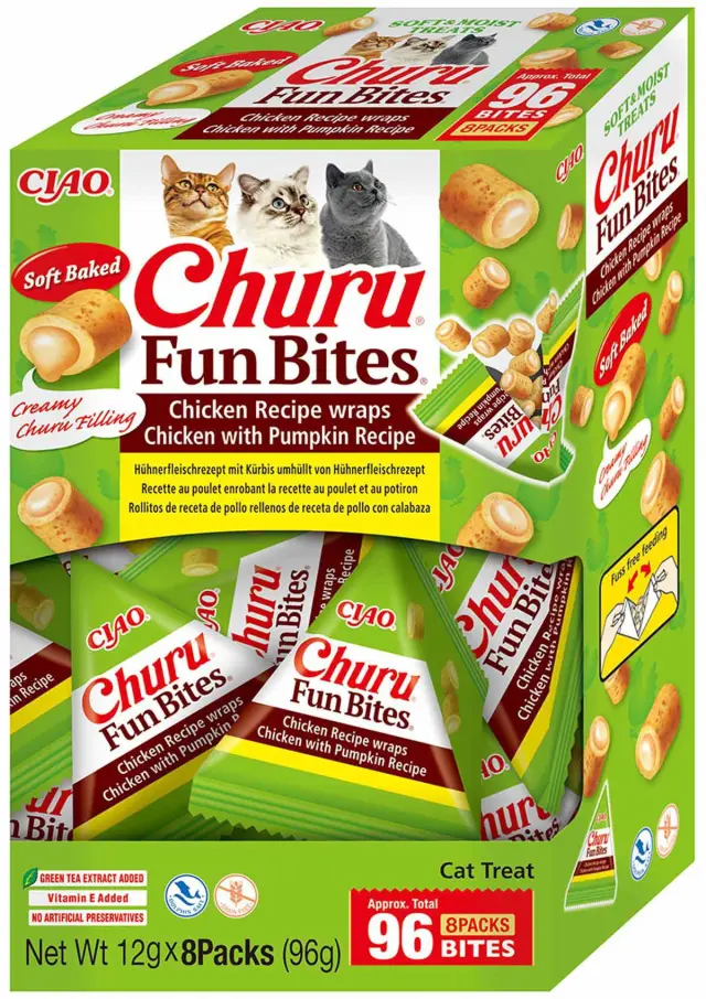 Churu - Cat Fun Bites Chicken with Pumpkin - 8 pcs - Pet Supplies
