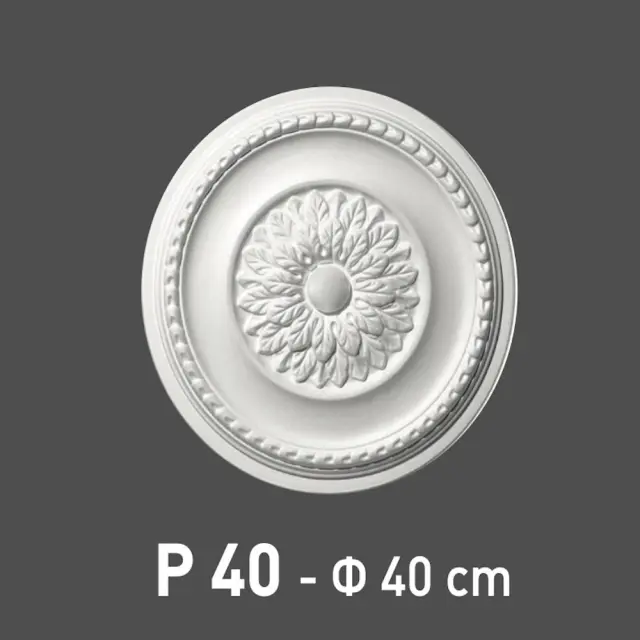 Deco Ροζέτα οροφής φωτιστικού πολυστερίνης λευκή 400mm / Ρ 40 2