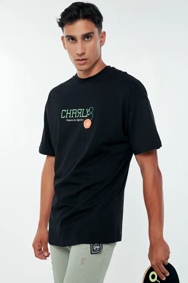 T-Shirt Βαμβακερό Charly Μαύρο