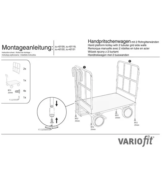 Variofit zu-42121 Τρόλεϊ Μεταφοράς Βαρέως Τύπου 2 Πλευρών για Φορτίο Βάρους ως 700kg 2
