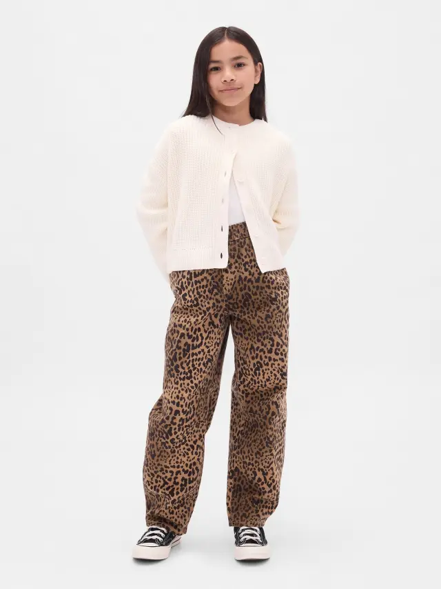 Παιδικό High Rise Easy Barrel Τζιν Παντελόνι Leopard print - M