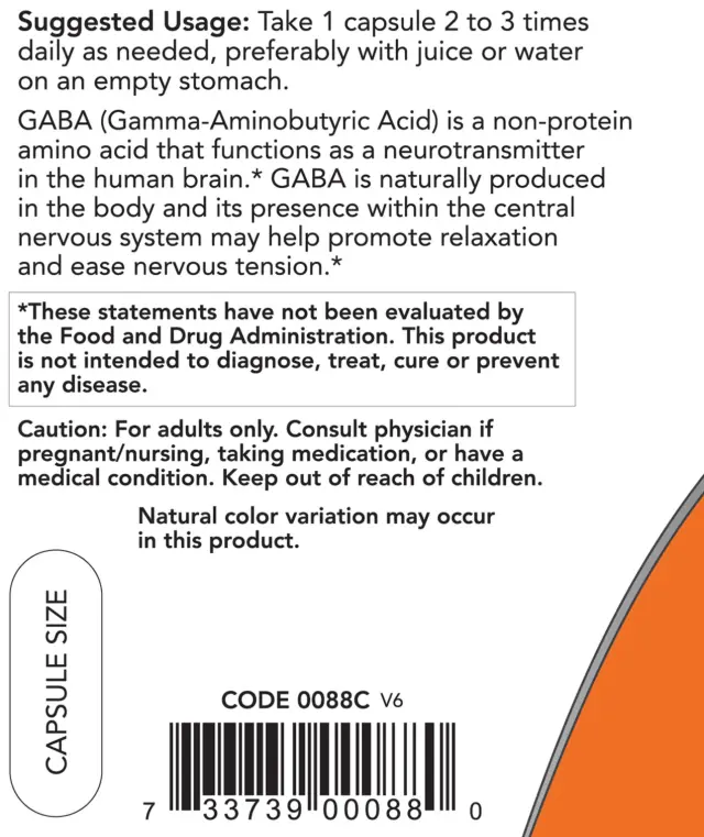 Now Foods Gaba 500 MG 200 Veg Capsules 3